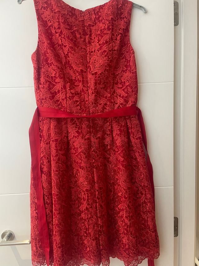Vestido rojo encaje fiesta talla S