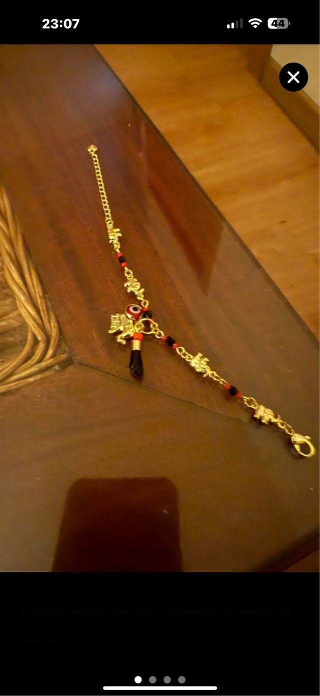 Pulsera Oro Laminado 14k Elefantes Ojo Turco