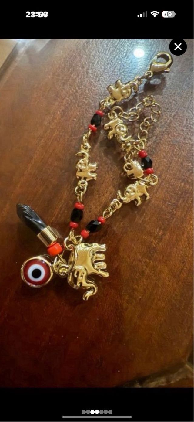 Pulsera Oro Laminado 14k Elefantes Ojo Turco