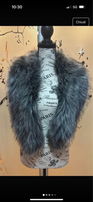 Collo finta pelliccia grigio