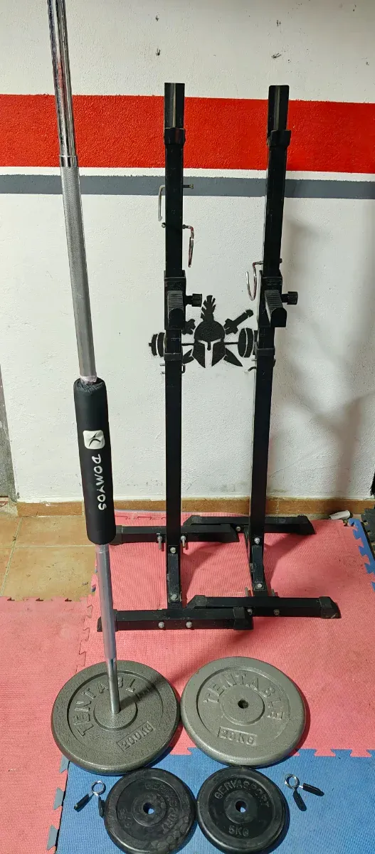 RACK BARRA OLÍMPICA 178 CM 28 MM CON DISCOS 50KG