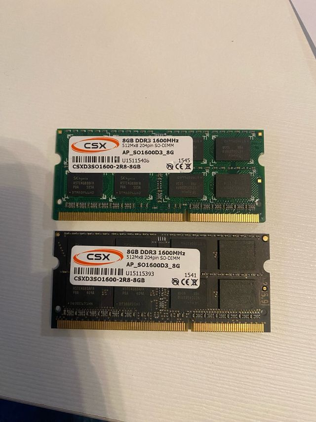 Lote 2 Memorias RAM CSX 8GB DDR3 1600MHz