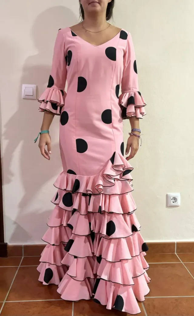 Vestido Flamenca Lunares Rosa