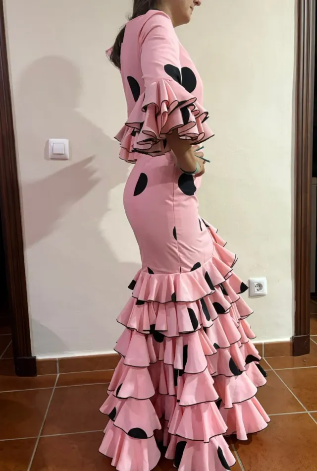 Vestido Flamenca Lunares Rosa