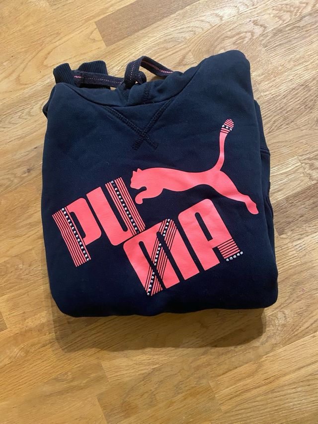Felpa Puma nera con logo rosso