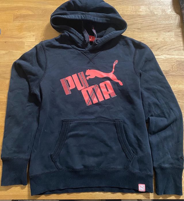 Felpa Puma nera con logo rosso