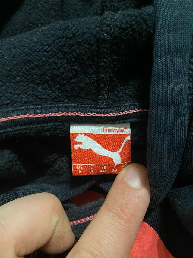 Felpa Puma nera con logo rosso