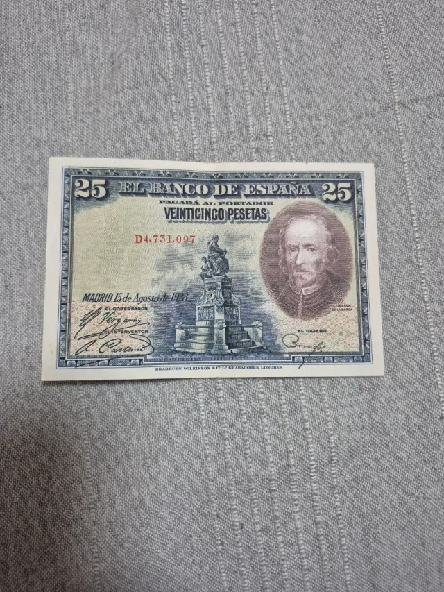 Billete EBC, 25 Pesetas Banco de España 1928