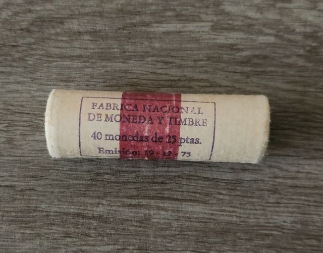Cartucho de 40 monedas de 25 pesetas año 1975 estr