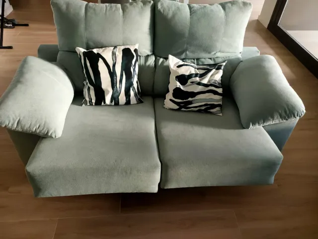 Sofá 2/3 plazas deslizante azul turquesa