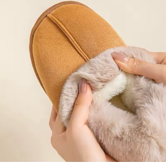 Zapatillas de invierno forradas beige/marrón