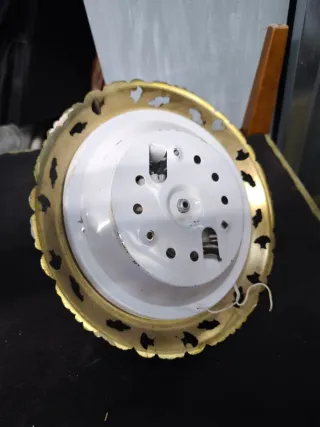 Lampada da soffitto vintage in vetro e metallo dorato