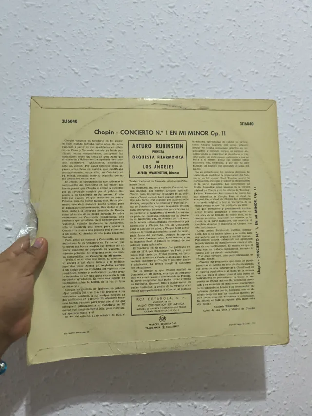 Vinilo Rubinstein Chopin Concierto No.1
