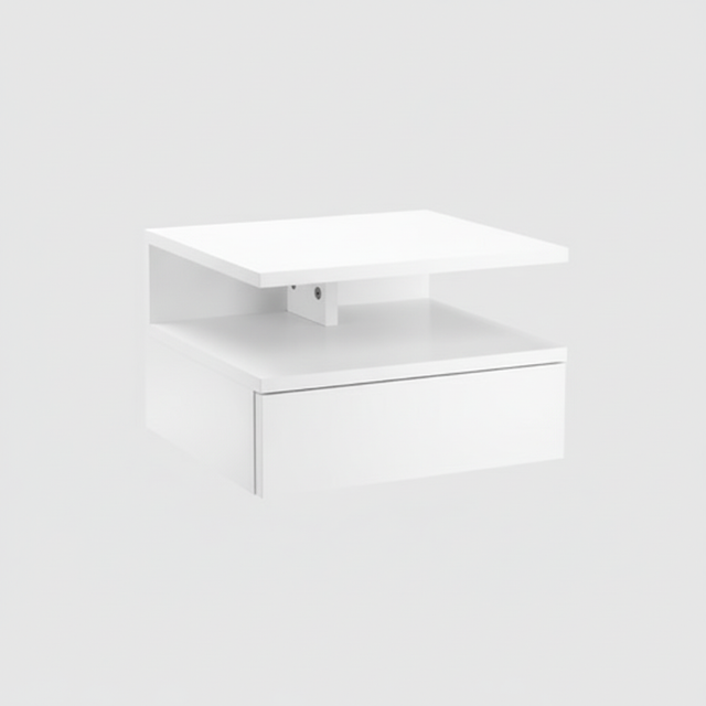 Mesita Noche Flotante Blanca Cajón