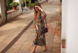 Vestido Zara Largo Estampado Talla S