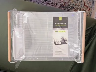 Scolapiatti 10 piatti legno e metallo bianco