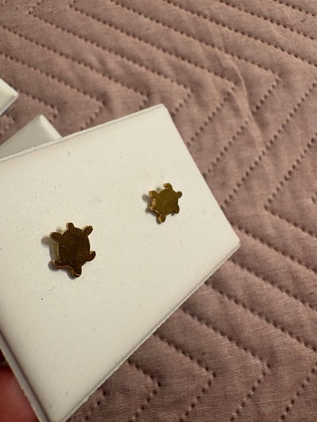 Pendientes dorados de tortuga en acero