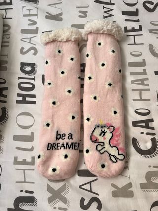 Calcetines de invierno con pelo y unicornio