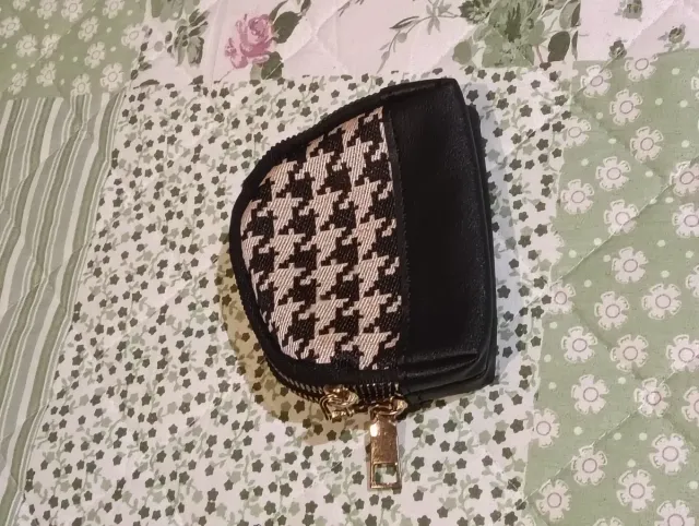 Monedero Houndstooth y Piel