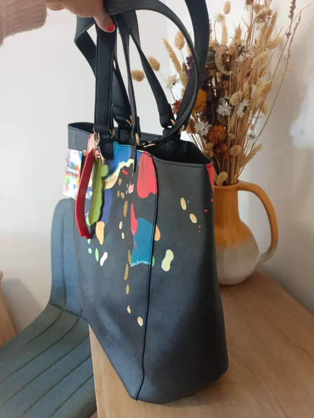 Bolso Tote Desigual Negro Multicolor