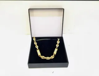 Cadena de oro con eslabones y placa