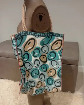 Bolsa tote rafia tela estampada retro