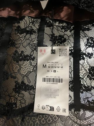 Top Corsé Zara Encaje Lentejuelas Negro