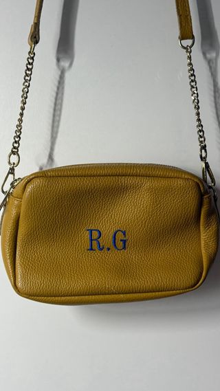 Bolso bandolera mujer amarillo con iniciales R.G
