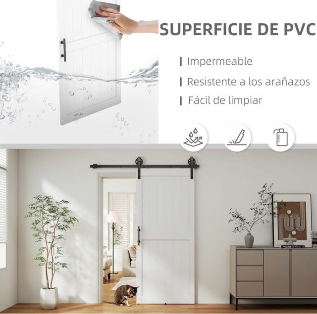 Puerta corredera estilo granero blanca