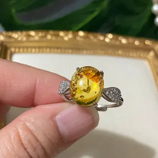 Anillo Ámbar Natural Acero Inoxidable