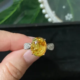 Anillo Ámbar Natural Acero Inoxidable