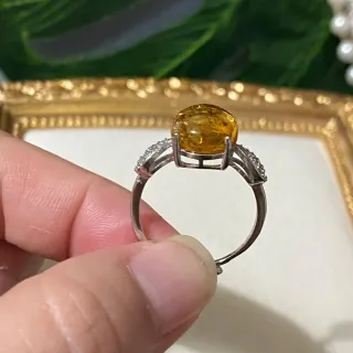 Anillo Ámbar Natural Acero Inoxidable