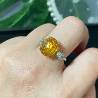 Anillo Ámbar Natural Acero Inoxidable