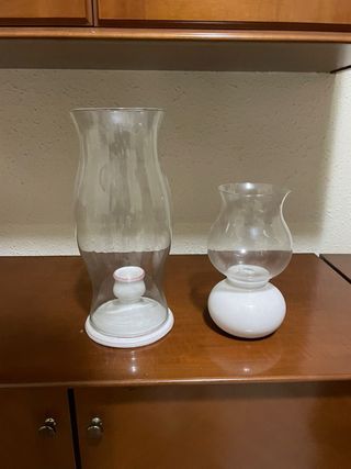 Set portacandele in vetro e porcellana