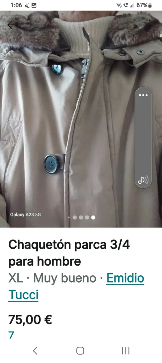 Chaqueton parka 3/4 hombre Emidio Tucci T-XL.