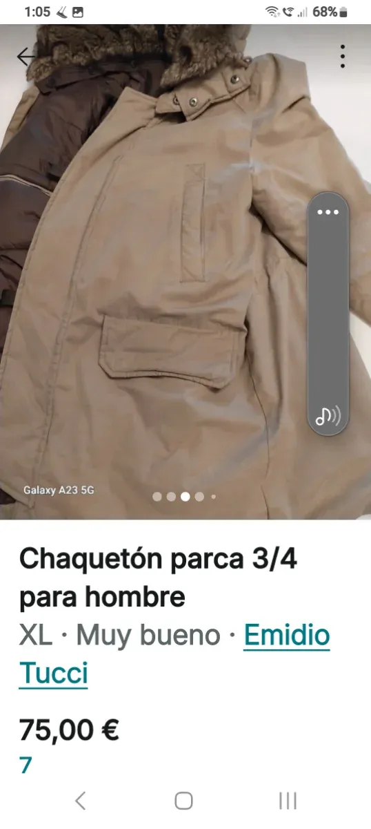Chaqueton parka 3/4 hombre Emidio Tucci T-XL.