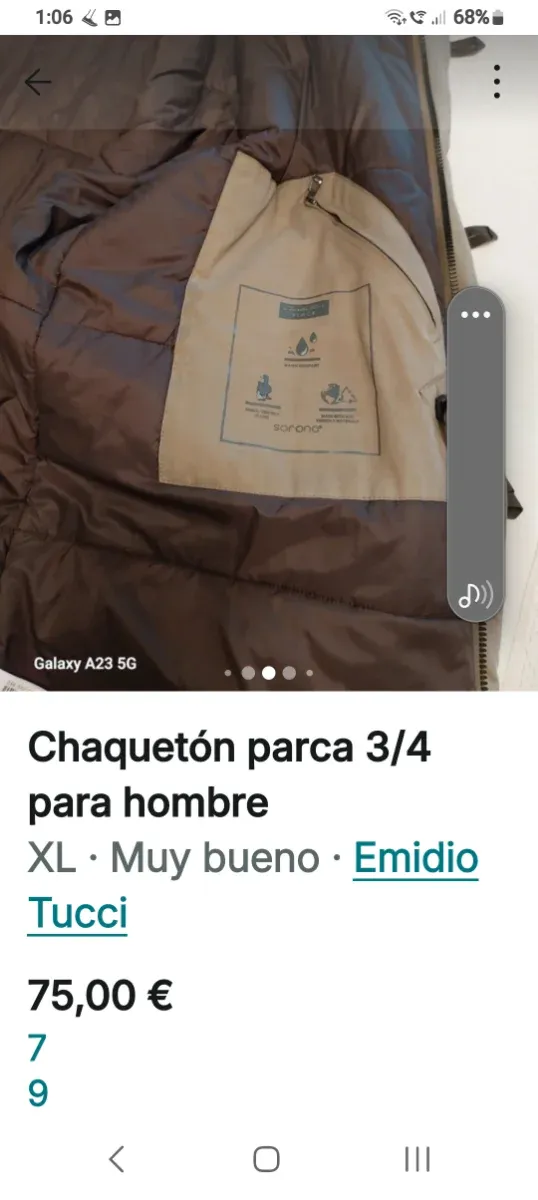 Chaqueton parka 3/4 hombre Emidio Tucci T-XL.