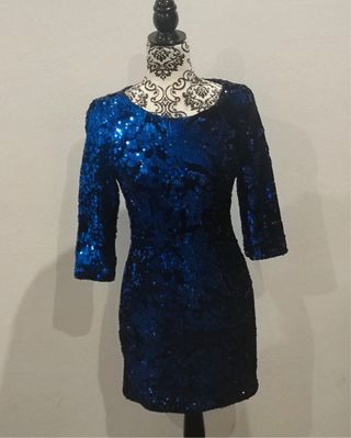 Vestido Zara lentejuelas azul y negro