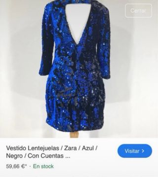 Vestido Zara lentejuelas azul y negro