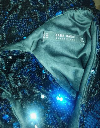 Vestido Zara lentejuelas azul y negro