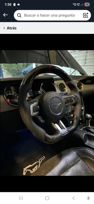 Volante Fibra Carbono Rojo Mustang Models V6 GT