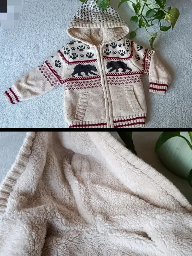 Chaqueta borreguillo calentita oso y huellas