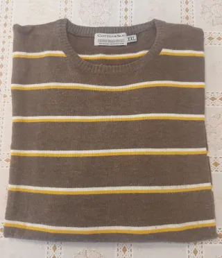 Maglione COTTON & SILK Girocollo Uomo XXL Marrone