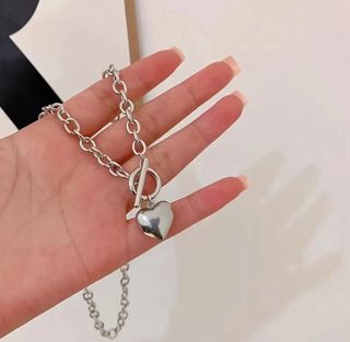 Elegante Conjunto collar y pulsera corazón plata