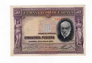 Billete 50 pesetas de 1935.