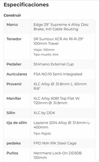 Bicicleta Montaña Lapierre edge 7.9