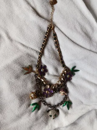 Collana donna con fiori e scimmietta
