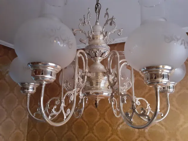 Lampada da soffitto in vetro e metallo