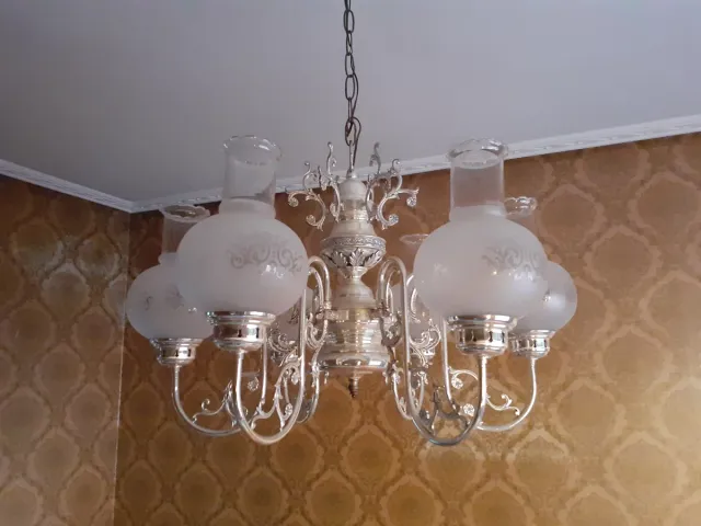 Lampada da soffitto in vetro e metallo