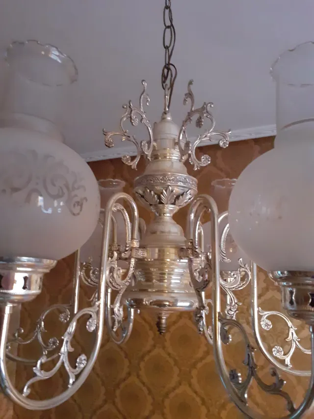 Lampada da soffitto in vetro e metallo